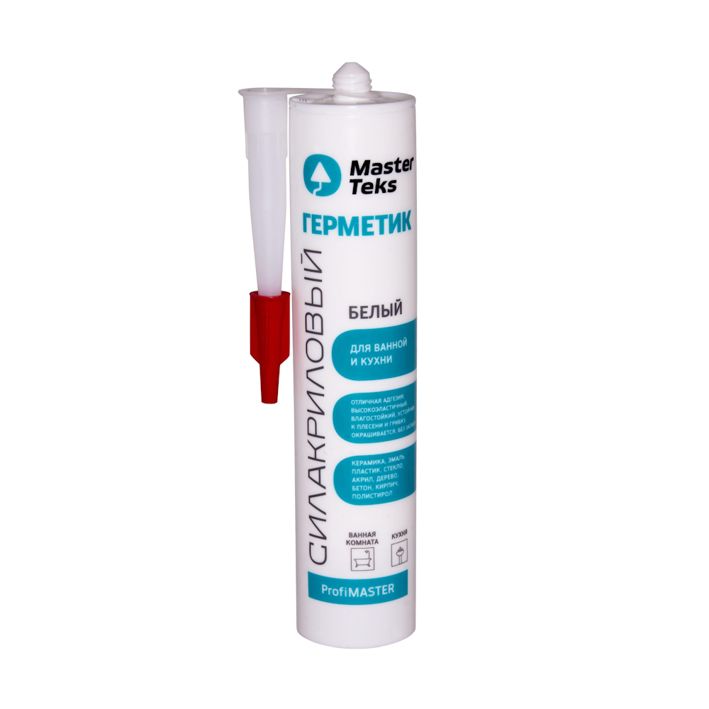 Герметик силакриловый для ванной и кухни MasterTeks PM, белый Герметик силакриловый для ванной и кухни MasterTeks PM, белый