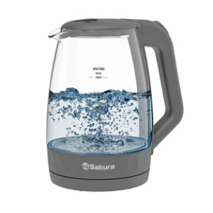 Чайник электрический SA-2741G стеклянный+пластик серый корпус, 1,8л, 1800 Вт Чайник электрический SA-2741G стеклянный+пластик серый корпус, 1,8л, 1800 Вт