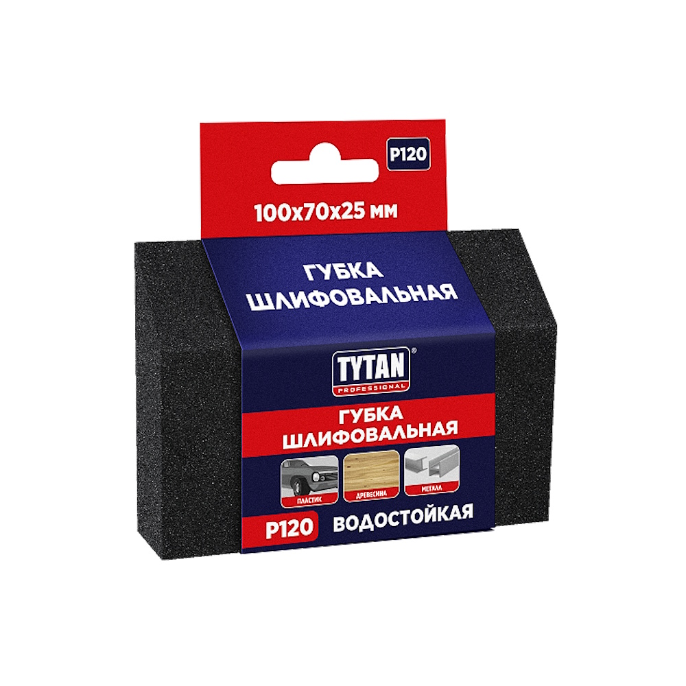 Губка шлифовальная четырехсторонняя угловая TYTAN Professiona (100x80x25 мм)