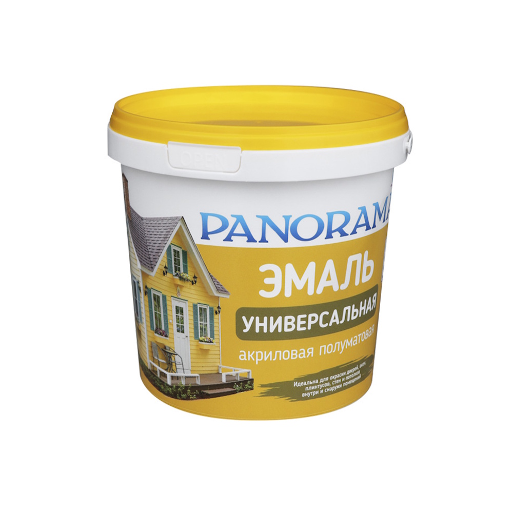 Эмаль акриловая универсальная белая полуматовая «Panorama» Эмаль акриловая универсальная белая полуматовая «Panorama»