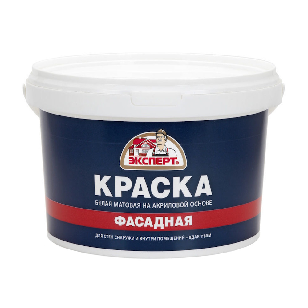 Краска Фасадная акриловая белая ЭКСПЕРТ Краска Фасадная акриловая белая ЭКСПЕРТ