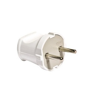 Вилка УНИВЕРСАЛ прямая белая б/з 6А, 250В/А113