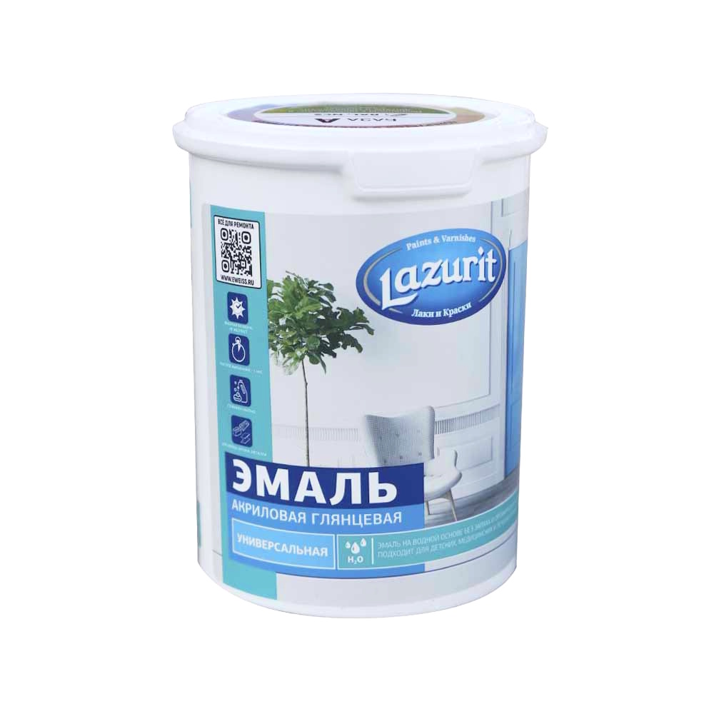 Эмаль акриловая универсальная белая глянцевая «LAZURIT» Эмаль акриловая универсальная белая глянцевая «LAZURIT»