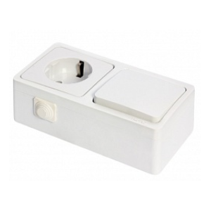 Блок розетка с/з 16А,250В + Розетка с/з 16А, 250В, IP22, Murat