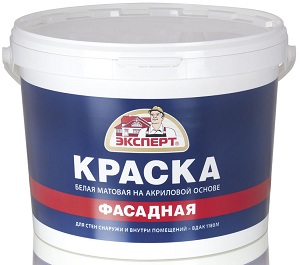 Краска Фасадная акриловая белая ЭКСПЕРТ