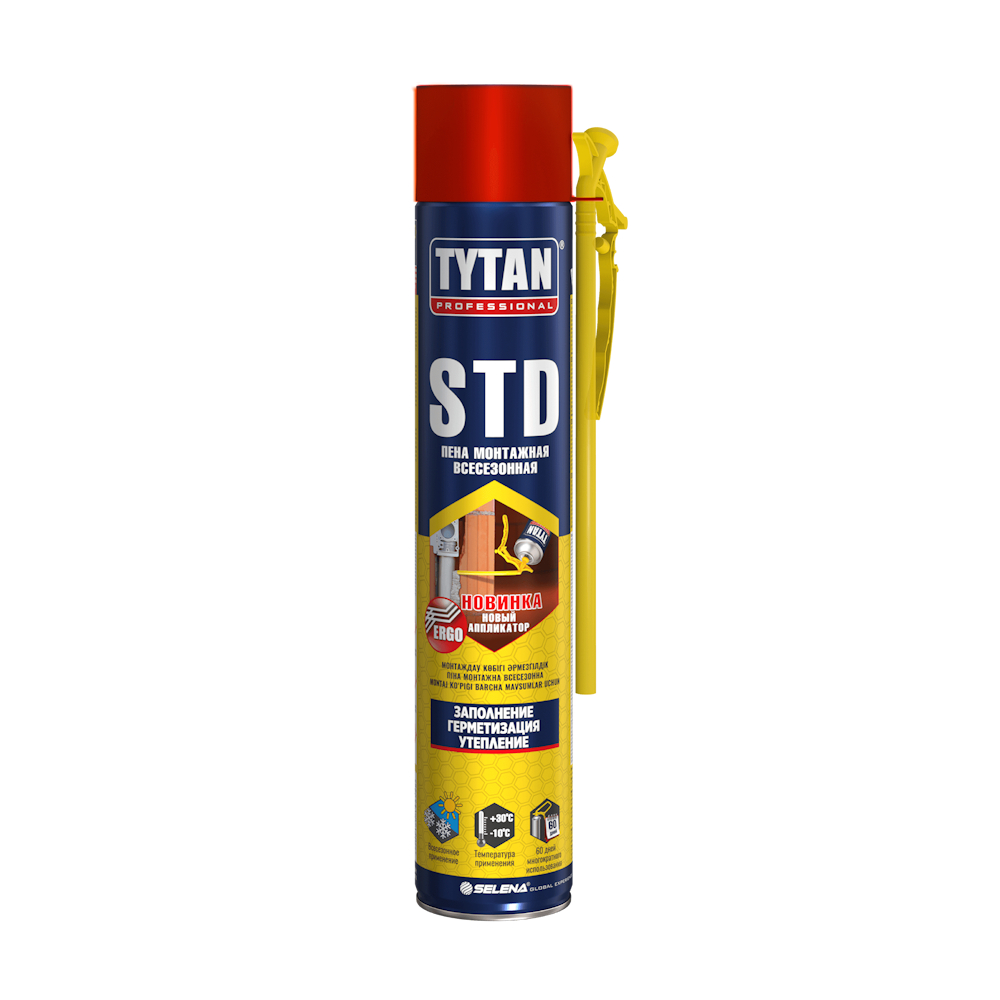 Пена монтажная Tytan Professional STD ЭРГО всесезонная (750мл) Пена монтажная Tytan Professional STD ЭРГО всесезонная (750мл)
