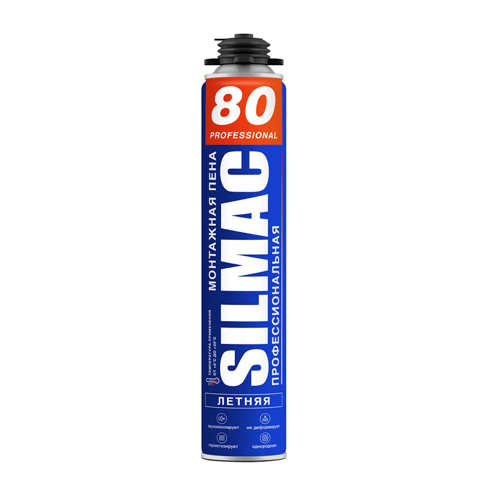 Пена монтажная проф. летняя SILMAC Professional 80 (1000г)/PF-0004 Пена монтажная проф. летняя SILMAC Professional 80 (1000г)/PF-0004